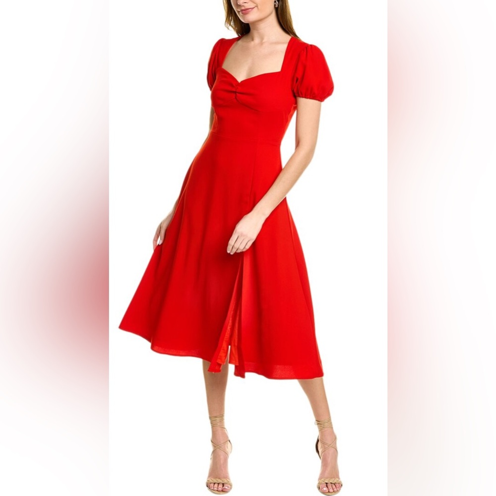ALEXIA ADMOR Gracie Midi Cherry Red Slit Dress Size 12